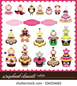 set of sweet character icon design