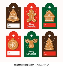 A set of sweet Christmas Gingerbread cookie. Vector illustration.