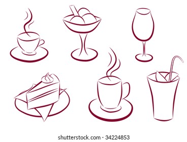 Set of sweet and coffee icons