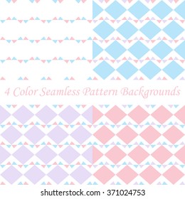 Set of sweet color zigzag line with minimal triangle seamless pattern background vector.