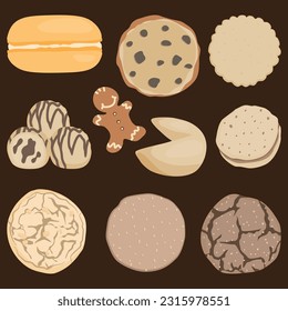 Set of Sweet Cookies Cute Hand Drawn Illustration