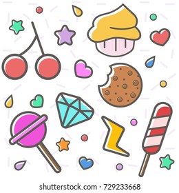 Set Of Sweet And Cute Elements Pattern