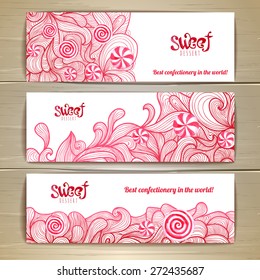 Set of sweet or dessert banners. Candy