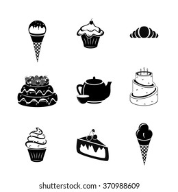 set sweet dessert with tea