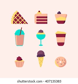 Set of sweet food icons.