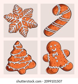 Set of sweet  gingerbread biscuit 