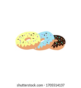 Set of sweet glazed donuts isolated on a white background. Vector illustration.