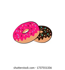 Set of sweet glazed donuts isolated on a white background. Vector illustration.