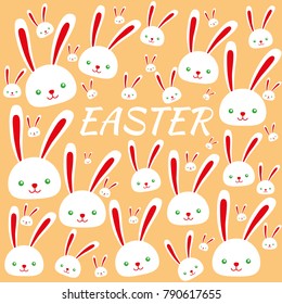 Set of sweet and happy easter rabbits for holidays. Traditional easter bunnies group concept. Celebrate symbols colorful collection art