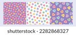 Set of sweet heart candy seamless pattern. Sweetheart candies for valentines day