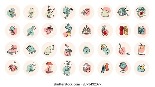 
Set of sweet home linear icons. Vector illustration.