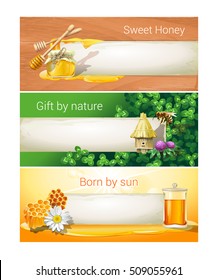Set of sweet honeyed vector banners.