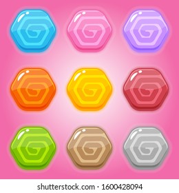 Set sweet lollipop hexagon shaped.