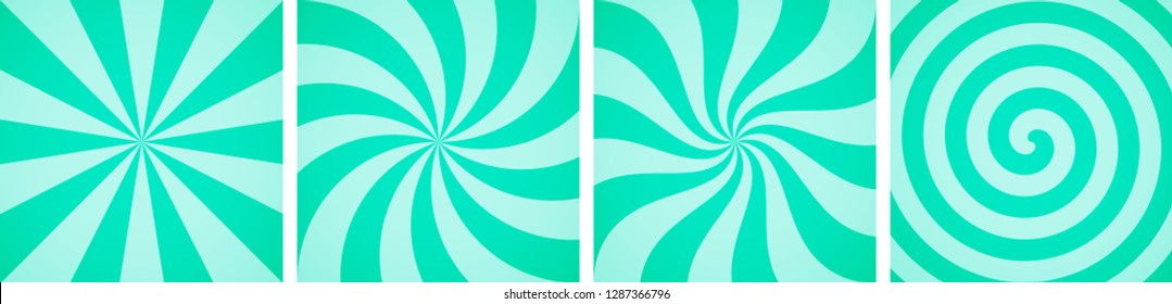 Set Of Sweet Mint Candy Abstract Vector Backgrounds