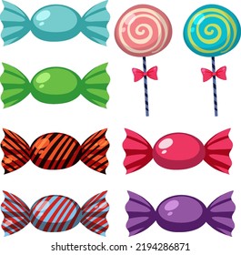 Set of sweet on white background illustration