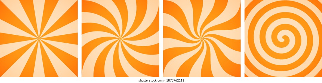 Set of sweet orange candy abstract vector backgrounds