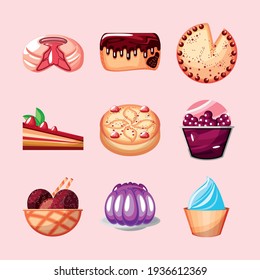 set of sweet pastries dessert