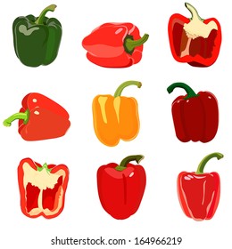 Set of Sweet pepper. Isolated on white