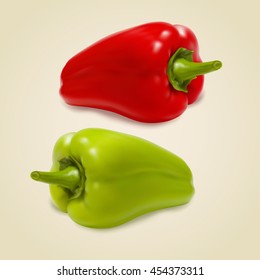 Set of sweet peppers on gray background