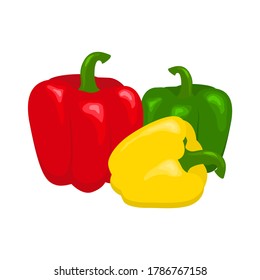 Set of Sweet peppers on white background. Vector illustration 