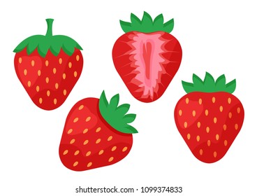 Set of sweet strawberry. Vector illustration