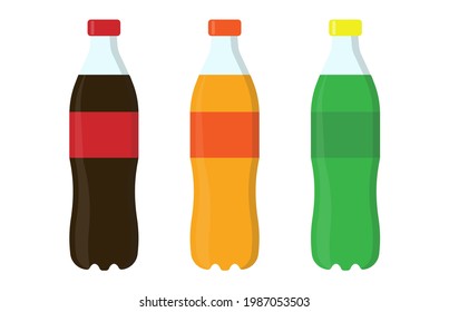 Set of sweet water in plastic bottle icon.Vector illustration isolated on white background.Eps 10.