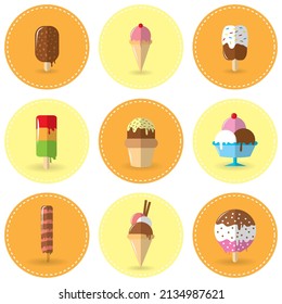 set of sweets cake icons vector