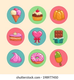 Set of sweets and candies icons