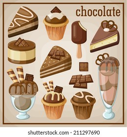 Set of sweets and chocolate. vector illustration