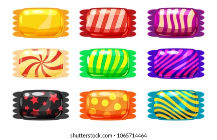 Set of sweets color candy on white background. Vector illustration. Isolated