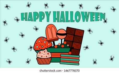 
A set of sweets for Halloween. Vector 