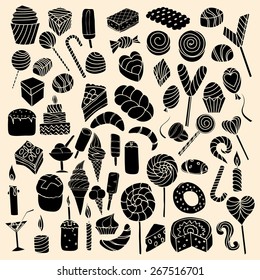 Set of sweets, hand-drawn, vector Doodle