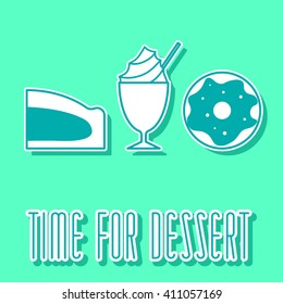 set of sweets icon in line style.color vector illustration isolated on a green background. linear sweets sign. 