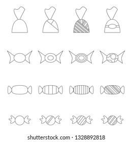 Set of sweets icon on white background. Black and white design elements for candy.