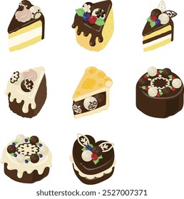 The set of sweets icons featuring decorated chocolate truffles.