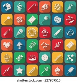 Set of sweets icons. Vector illustration in trendy flat style