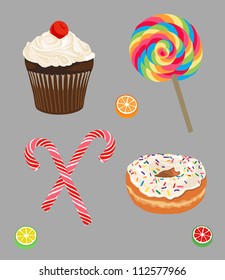 Set of sweets. Illustration of various confectionery.