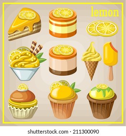 Set of sweets with lemon. vector illustration