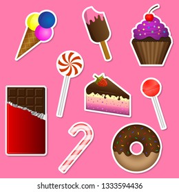 set of sweets on a pink background