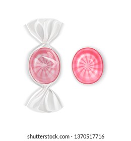 Set of sweets on white background, hard candy, Sweet lollipops round shapes. Vector illustration