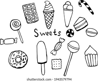 conjunto de dulces sobre fondo blanco