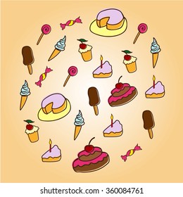 Set of sweets and pastry