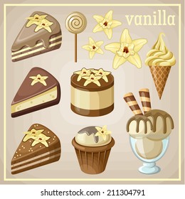 Set of sweets vanilla. vector illustration