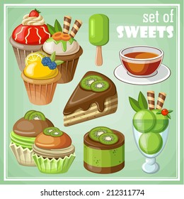 Set of sweets. vector illustration