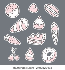 Set of sweets.Vector illustration in doodle style.