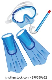 Set to swim under water. Vector illustration.