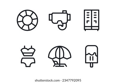 Set of swimming pool icons. 