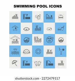 set swimming pool icons collection