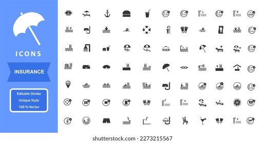 set swimming pool icons collection