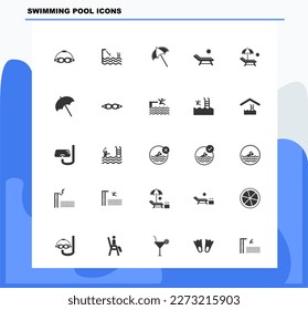 set swimming pool icons collection